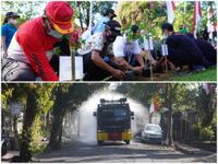 Momentum Hari Lingkungan Hidup Sedunia, Polres Bangli Gelar Penyemprotan Disinfektan hari Lingkungan Hidup Sedunia
