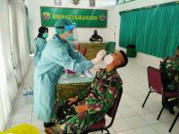 Sehari Jelang Dibuka, Seluruh Personel Satgas TMMD Kodim Karangasem Tes Rapid Antigen TMMD
