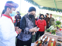 Putri Koster Kunjungi Gebyar Pasar Murah BKOW Provinsi Bali BKOW