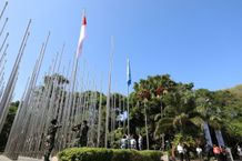 GPDRR 2022, Bendera Merah Putih dan Bendera PBB Berkibar di Bali Bendera Merah Putih
