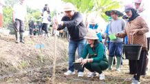 Bupati Tamba Tanam Perdana Bibit Jagung Hibrida di Subak Yehembang Jagung
