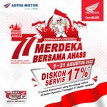 Diskon 17 Persen Spesial Kemerdekaan, Servis Motor Ayo ke AHASS Diskon Servis Honda