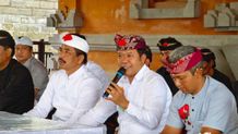 Bupati Sedana Arta Hadiri Upacara Melaspas Balai Banjar Desa Adat Sidembunut Bangli Melaspas