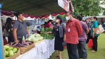 Upayakan Harga Bahan Pangan Pokok Utama Tetap Terjangkau, Pemkot Denpasar Rutin Gelar Operasi Pasar Murah tinjau operasi pasar