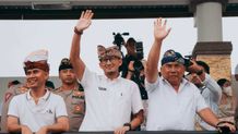 Tari Massal Bhakti Marga Sambut Sandiaga Uno Resmikan Sirkuit All in One Jembrana Sirkuit All in One