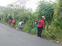 Desa Sidakarya Lakukan Giat Jumat Bersih, Pangkas Rumput Liar di Seputaran Tepi Jalan Kerta Dalem Jumat Bersih