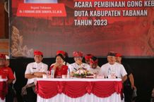 Bupati Sanjaya Hadiri Pembinaan Gong Kebyar Duta Kabupaten Tabanan Dalam Rangka Pesta Kesenian Bali XLV 2023 PKB