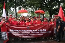Parade Budaya Iringi Pendaftaran Bakal Caleg PDIP Tabanan 2024 PDIP Caleg