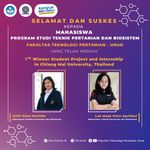 Dua Mahasiswa TPB FTP Unud Berhasil Meraih 1st Winner Student Project dan Berkesempatan Internship di Chiang Mai University Thailand Unud