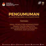 Pengumuman Hasil Penelitian Administrasi Bakal Canon Anggota KPU Kabupaten Klungkung Periode 2024-2029 KPU