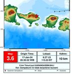 Gempa Tektonik Magnitudo 3,6 Guncang Karangasem Gempa Karangasem