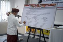 Pjs. Bupati Bangli Hadiri Deklarasi Damai Pilkada Serentak Tahun 2024 Deklarasi Damai