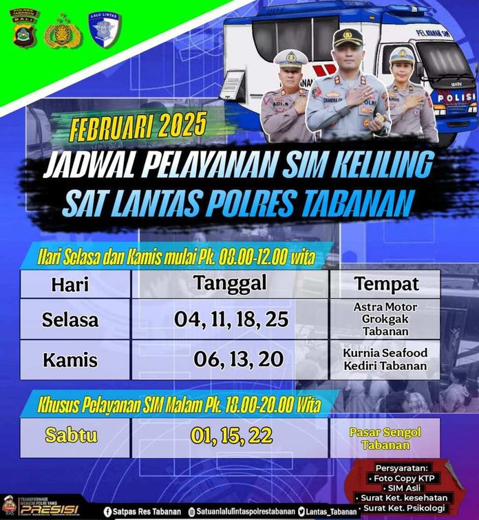 BaliPortalNews_ SIM Keliling Tabanan - Feb SIM Keliling Tabanan - Feb
