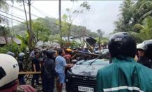Pohon Aren Tumbang Timpa Mobil di Jalur Candidasa, Sopir dan Wisatawan Asing Luka Serius Pohon Aren