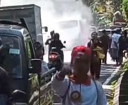 Bus Rombongan Gerak Jalan SMPN 3 Manggis Terbakar di Karangasem, Semua Penumpang Selamat Kebakaran