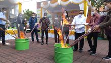 Hadirkan Para Pelajar, Kejari Tabanan Musnahkan BB Narkotika Musnahkan BB Narkotika