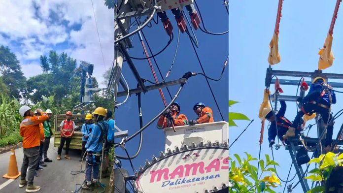 Tim PDKB PLN sedang melakukan pekerjaan penggantian LBS di lapangan