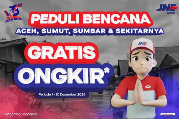 JNE Gratiskan Ongkir Bantuan Bencana ke Aceh, Sumbar, dan Sumut hingga 10 Desember