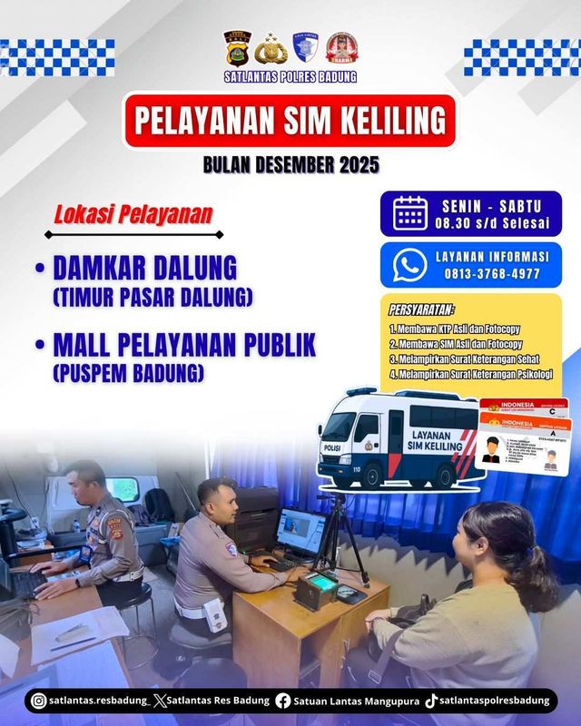 BaliPortalNews_ SIM KELILING BADUNG - DESEMBER Jadwal SIM Keliling Polres Badung Bulan Desember 2025