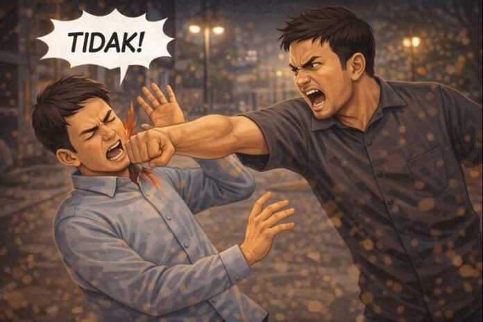 Ilustrasi Pria Memukul Seorang Laki-laki. Sumber Foto : Istimewa