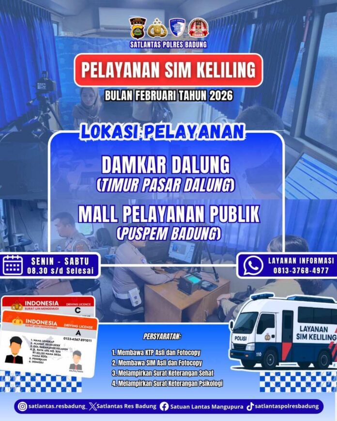BaliPortalNews_ FEB-SIM Keliling Badung Jadwal SIM Keliling Polres Badung Bulan Februari 2026