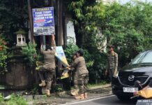 Satpol PP Denpasar Lakukan Penertiban Media Promosi pada Sejumlah Ruas Jalan Penertiban Media Promosi