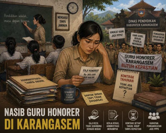 BaliPortalNews_ Ilustrasi Guru Honorer Nasib 81 Guru Honorer di Karangasem Terancam, Larangan Mengajar Berlaku Mulai 2027