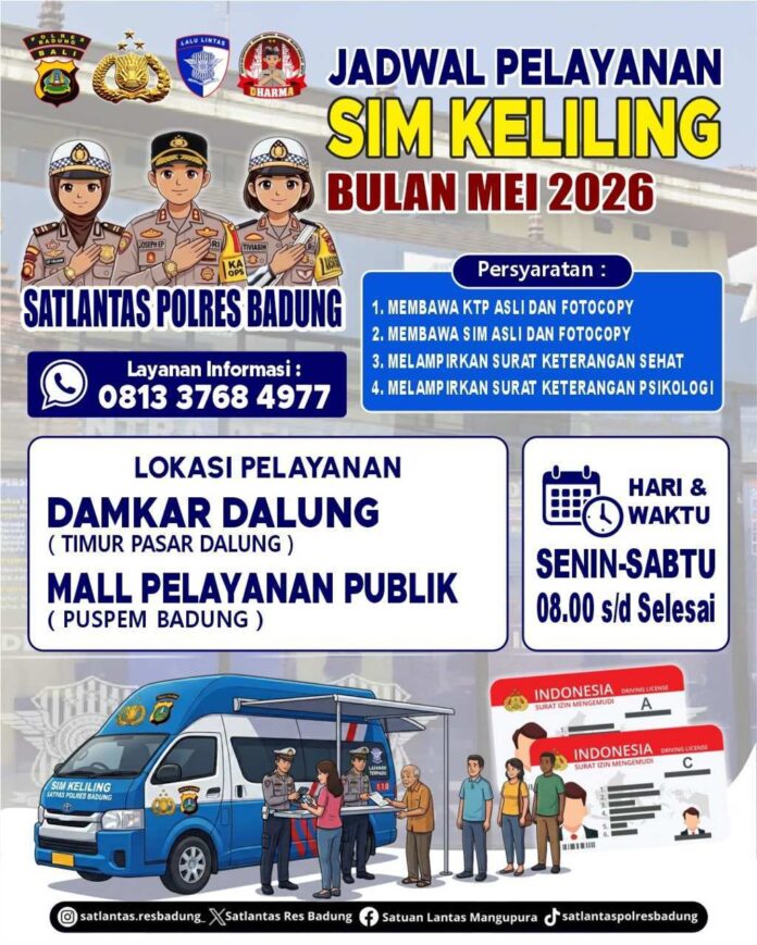 BaliPortalNews_ SIMLING BADUNG Jadwal SIM Keliling Polres Badung Bulan Mei 2026