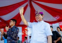 Bupati Wayan Adi Arnawa saat pembukaan dan pelepasan Peed Aya Pesta Kesenian Bali XLVIII tahun 2026 di depan Monumen Perjuangan Rakyat Bali, Niti Mandala Renon, Denpasar, Sabtu (13/6/2026). Sumber Foto : Istimewa