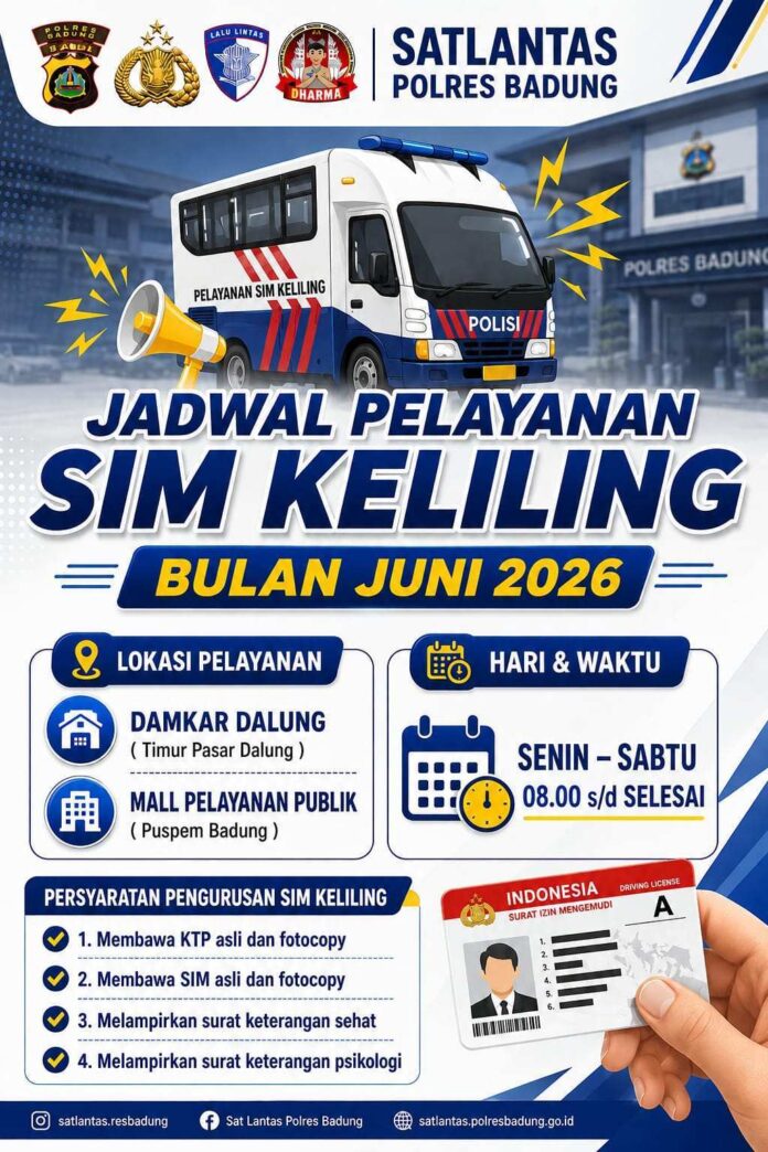 Jadwal SIM Keliling Polres Badung Bulan Juni 2026