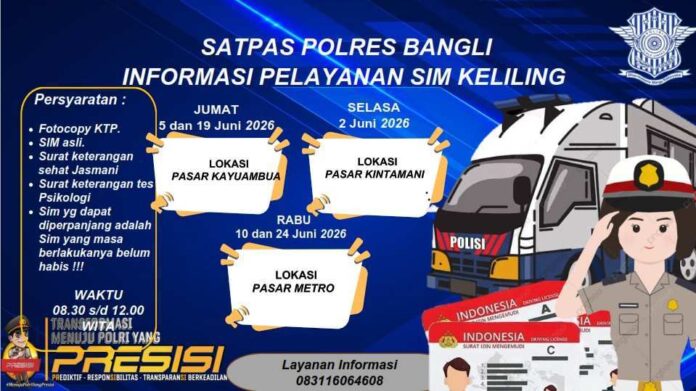 Jadwal SIM Keliling Polres Bangli Bulan Juni 2026