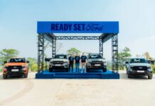 Ford RMA Indonesia Perkuat DNA Built Ford Tough dengan Peluncuran Ford Everest Platinum 3.0L V6 dan Tiga Varian Ford Ranger Terbaru (Kiri-Kanan). Country Manager Ford Asia Pacific Direct Market, Sergey Gidon; Regional Director RMA Indonesia, Roelof Lamberts; dan Sales Director Ford Asia Pacific Direct Market, Edin Causevic. Sumber Foto : Istimewa